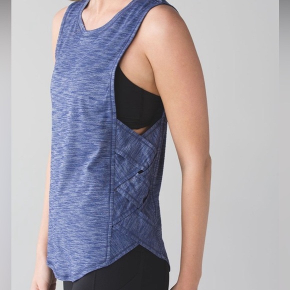 Lululemon Var-City Muscle Tank Top heathered hero blue- size 8 - Picture 1 of 7